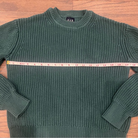 Gap Knit Sweater 100% Cotton Green Crewneck Boyfriend Chunky XS - Picture 4 of 7
